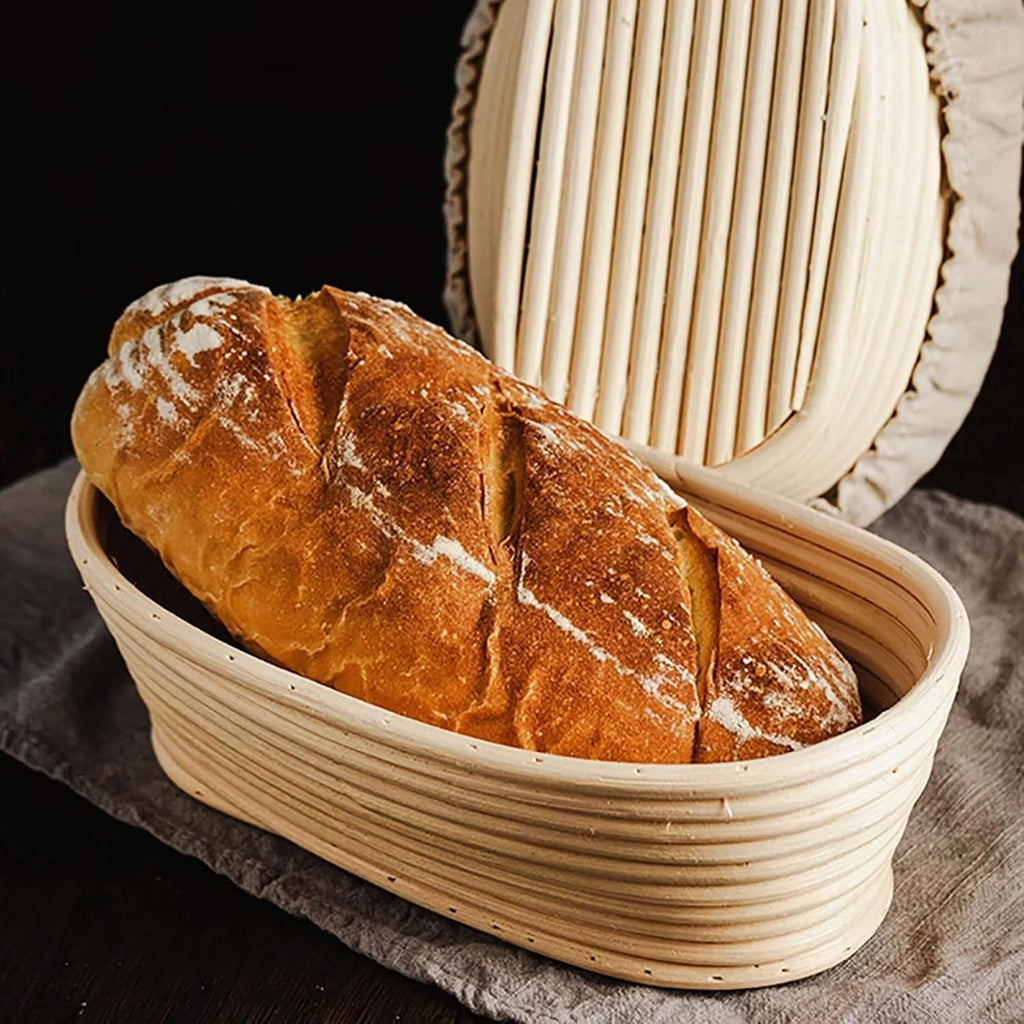 Banneton Bread Proofing Basket - 10 Inch Oval Set of 2 | Ideal for Artisan Sourdough Baking