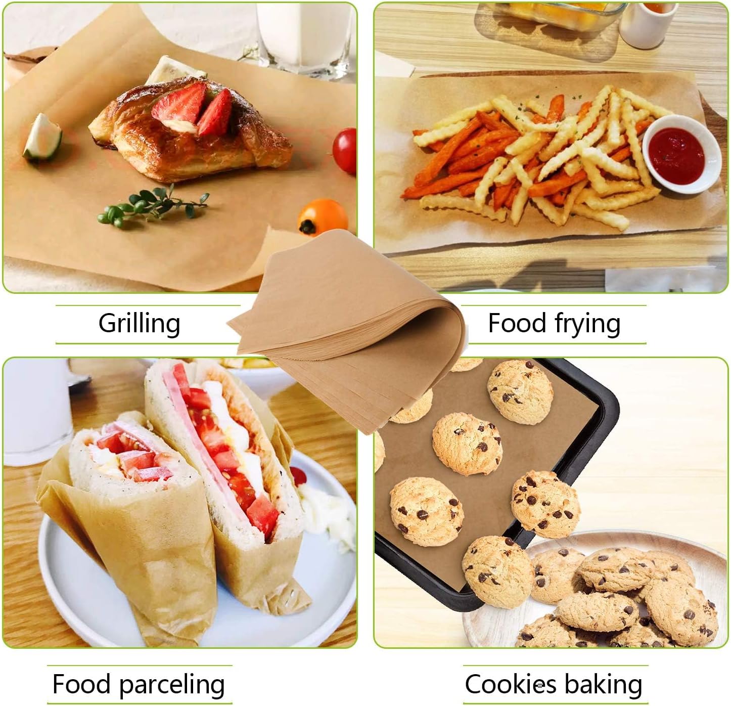 QYH Parchment Paper Sheets - 300 Unbleached Precut Baking Sheets, 8x12 Inches for Cookies & Cooking