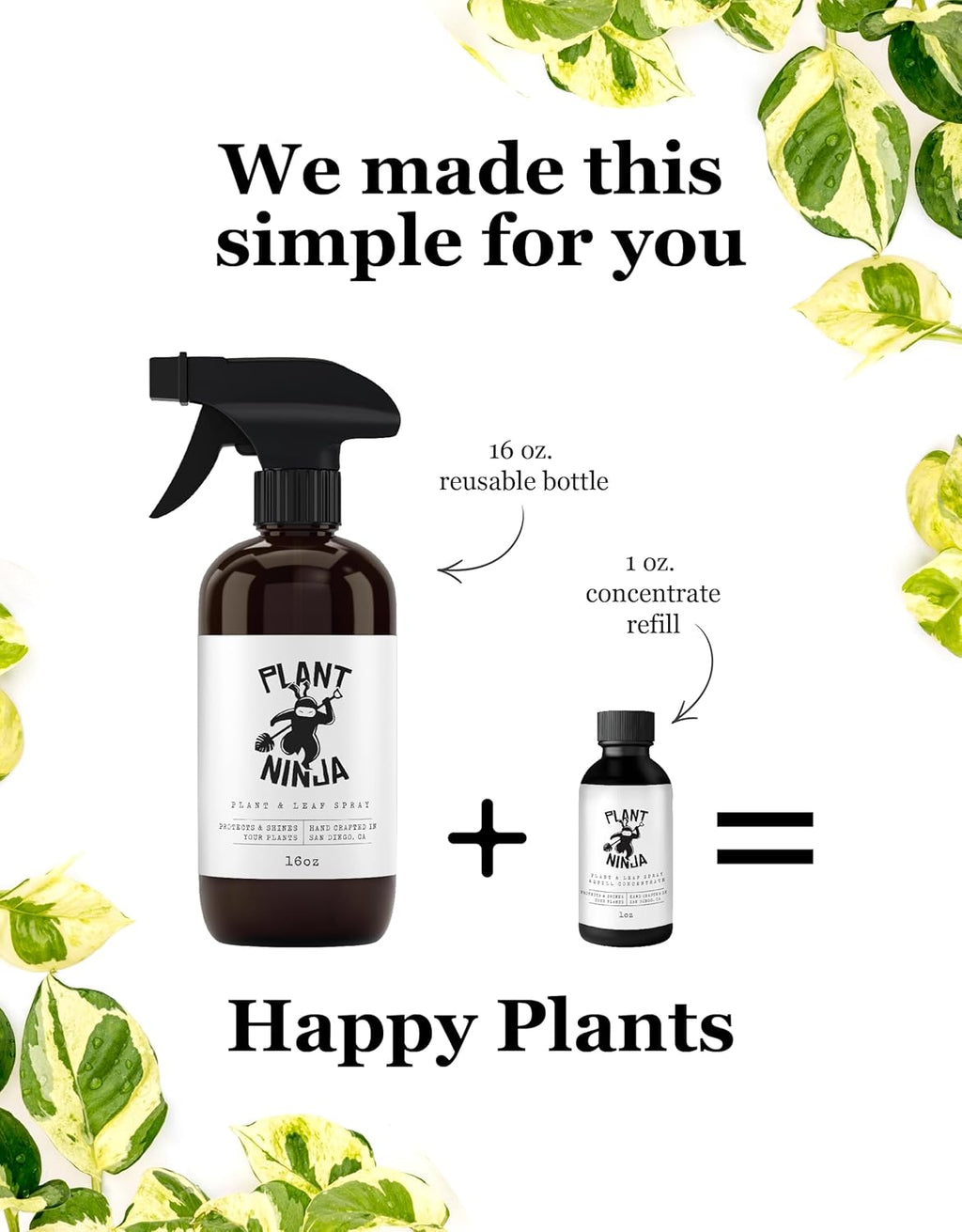 Plant & Leaf Spray - Non-Toxic Leaf Shine & Protector | Eco-Friendly Formula for Indoor Plants | Handcrafted & Women-Owned
