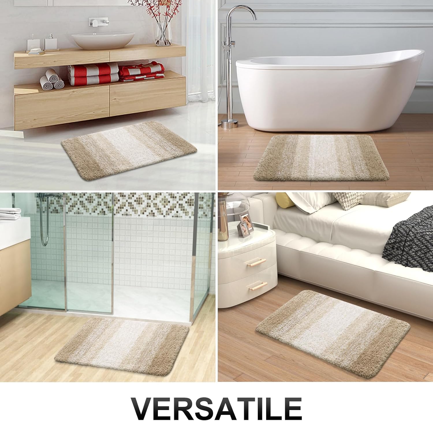 OLANLY Bathroom Runner Rug - Extra Soft Microfiber Mat | Quick Dry, Washable, 59x20 Inches, Tan