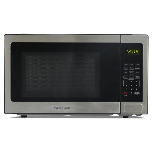 Farberware 1.1 Cu. Ft. Countertop Microwave Oven – 1000 Watts Power, Auto Cook Settings, Defrost, Easy Clean and Child Safety Lock - Stainless