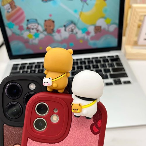 YOKUSHI 2 PCS Bubu and Dudu Bears Computer Decorations, Cute Cartoon Statue Bear Figurine for Notebook Cell Phone Office Desk Car Dashboard Decor