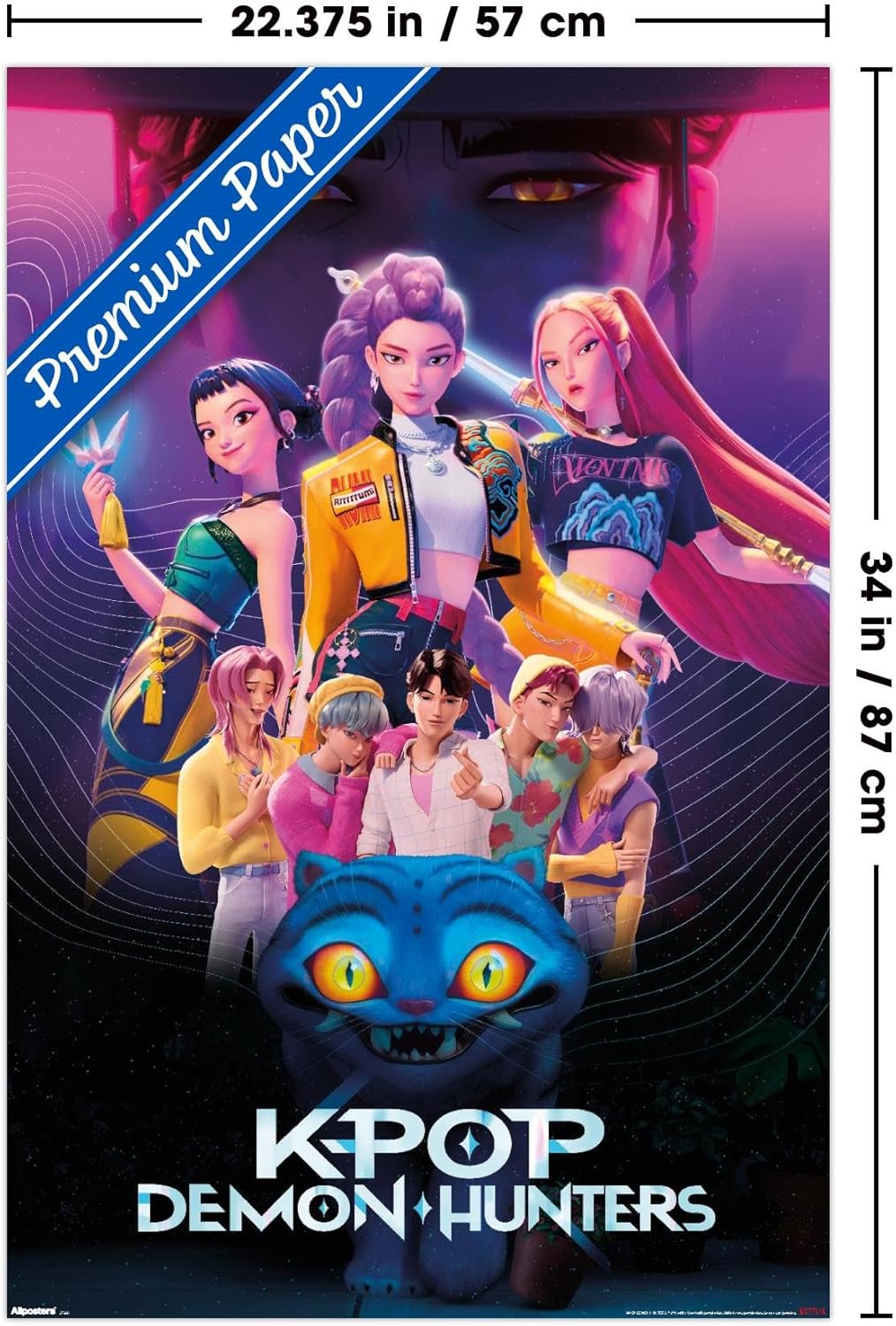 Netflix KPop Demon Hunters 2025 Wall Poster - Premium 34L x 22.4W Mount Bundle