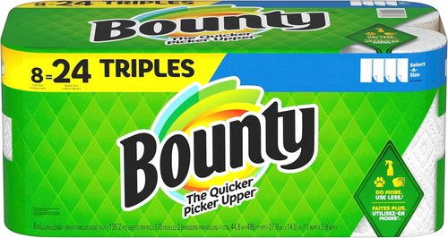 Bounty Select-A-Size Paper Towels - 8 Triple Rolls | White, 135 Sheets Each for Maximum Absorbency