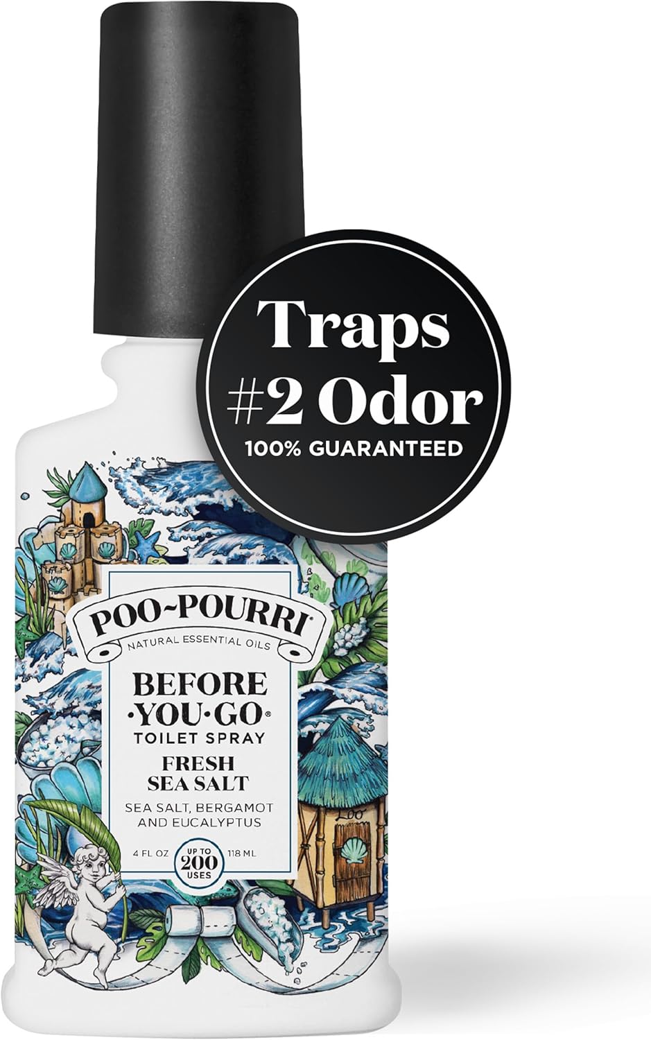 Poo-Pourri Before-You-Go Toilet Spray - Fresh Sea Salt Scent | 4 Fl Oz, Plant-Based Deodorizer (Pack of 2)