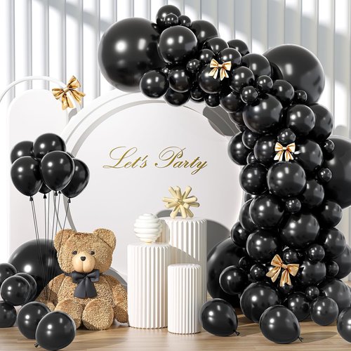 Black Balloons Kit by [Brand Name] - 135pcs in 5-18 Inch Sizes | Perfect for Parties & Celebrations