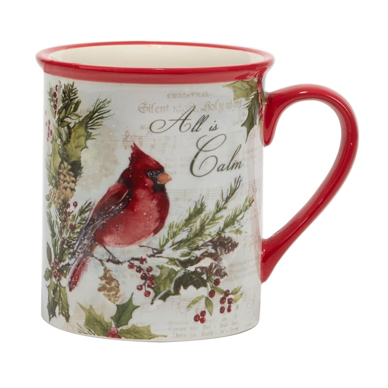 Silent Night 16 oz Mugs Set of 4 – Durable Earthenware, Susan Winget Holiday Design