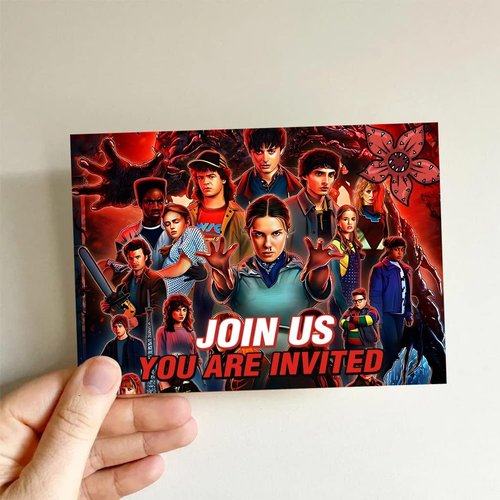 DSOE 16pcs Stranger Season 5 Things Birthday lnvitation Cards Gift Cards with Envelopes for Stranger Season 5 Things Theme Party Supplies