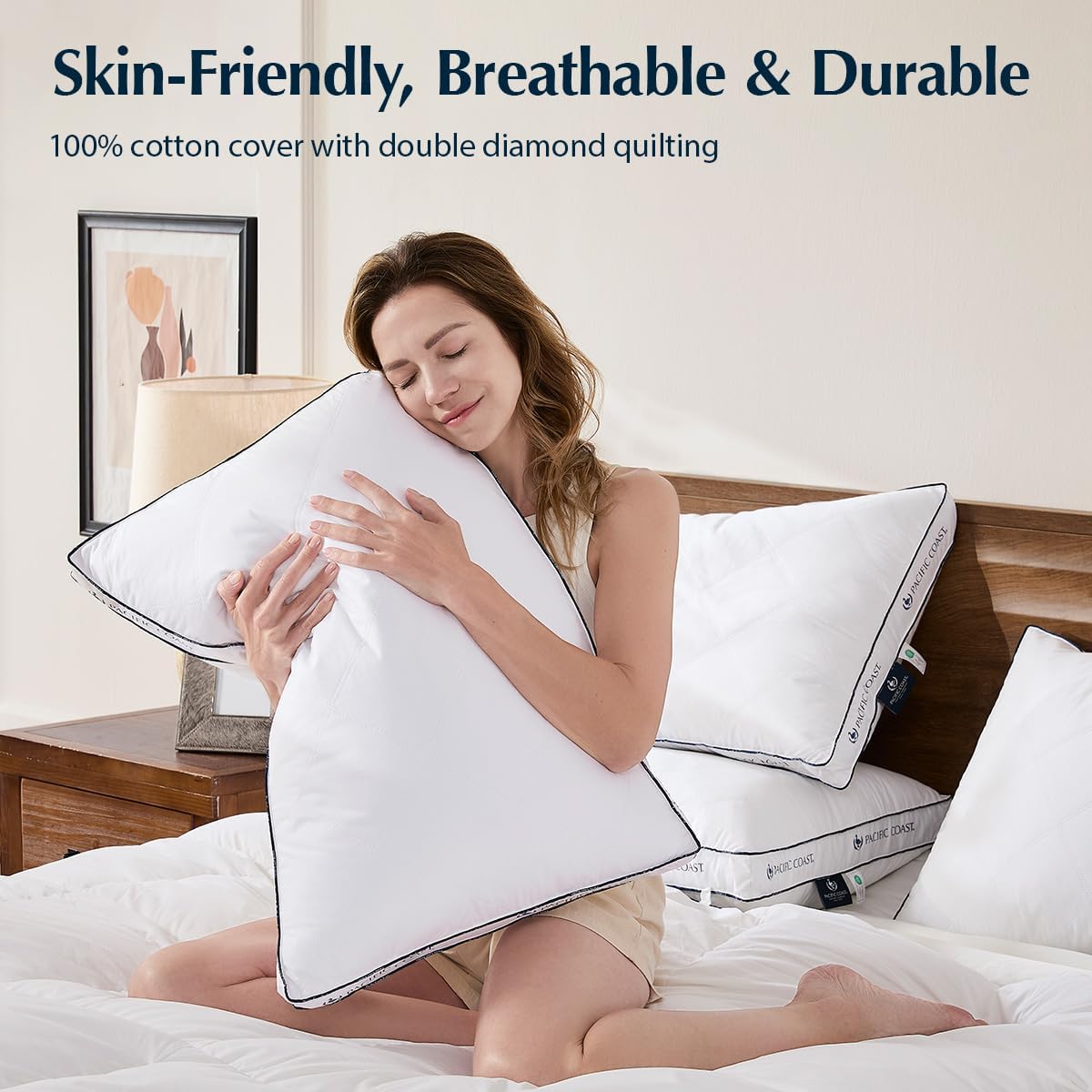 Pacific Coast Gusseted Pillows - Queen Size Set of 2 | Goose Feather & Down for Ultimate Comfort