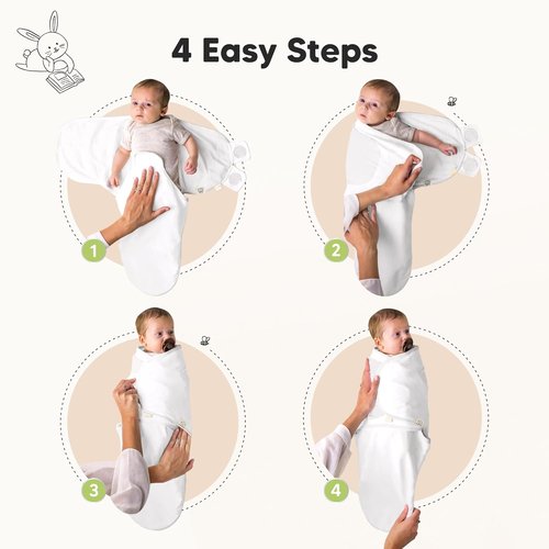 KeaBabies Organic Swaddles 3-Pack - Soft Cotton Baby Sleep Sacks & Hats for Newborns (Sage)