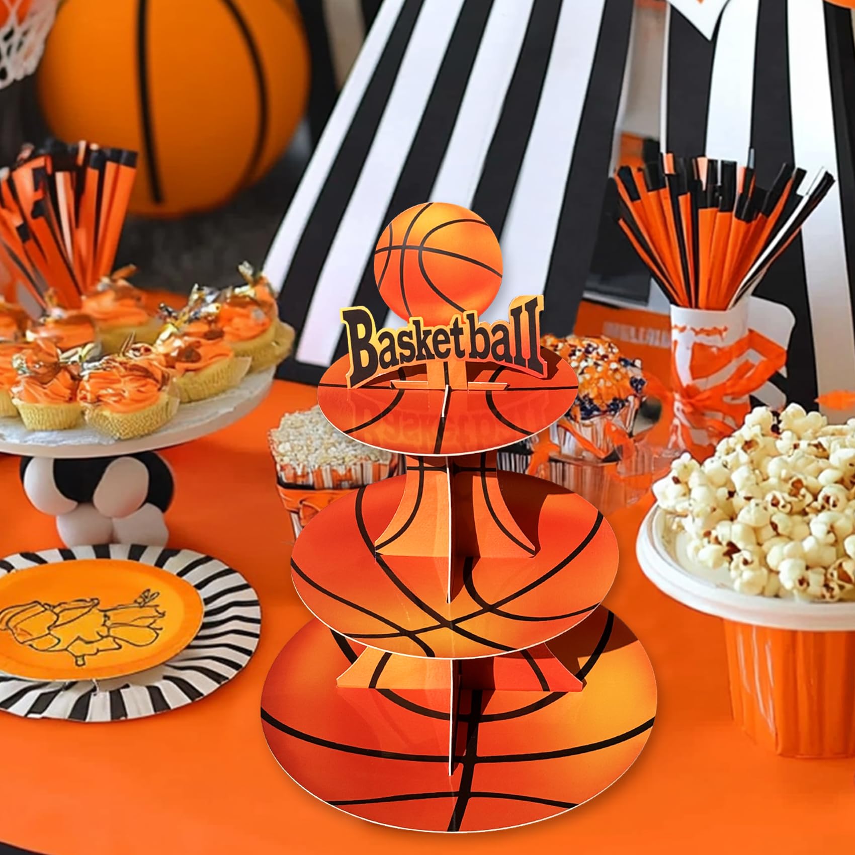 3 Tier Basketball Cupcake Stand Basketball Birthday Party Decorations Basketball Party Decorations Basketball Party Favors