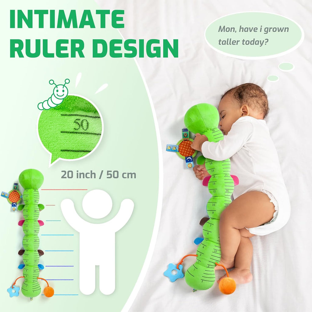 Sumobaby Music Caterpillar Plush Toy - Infant Teething & Tummy Time Rattle | Green Leaf, 0-12 Months