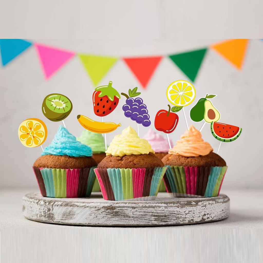 Skiennix 36Pcs Tropical Fruit Cupcake Toppers - Perfect for Birthday & Baby Shower Parties