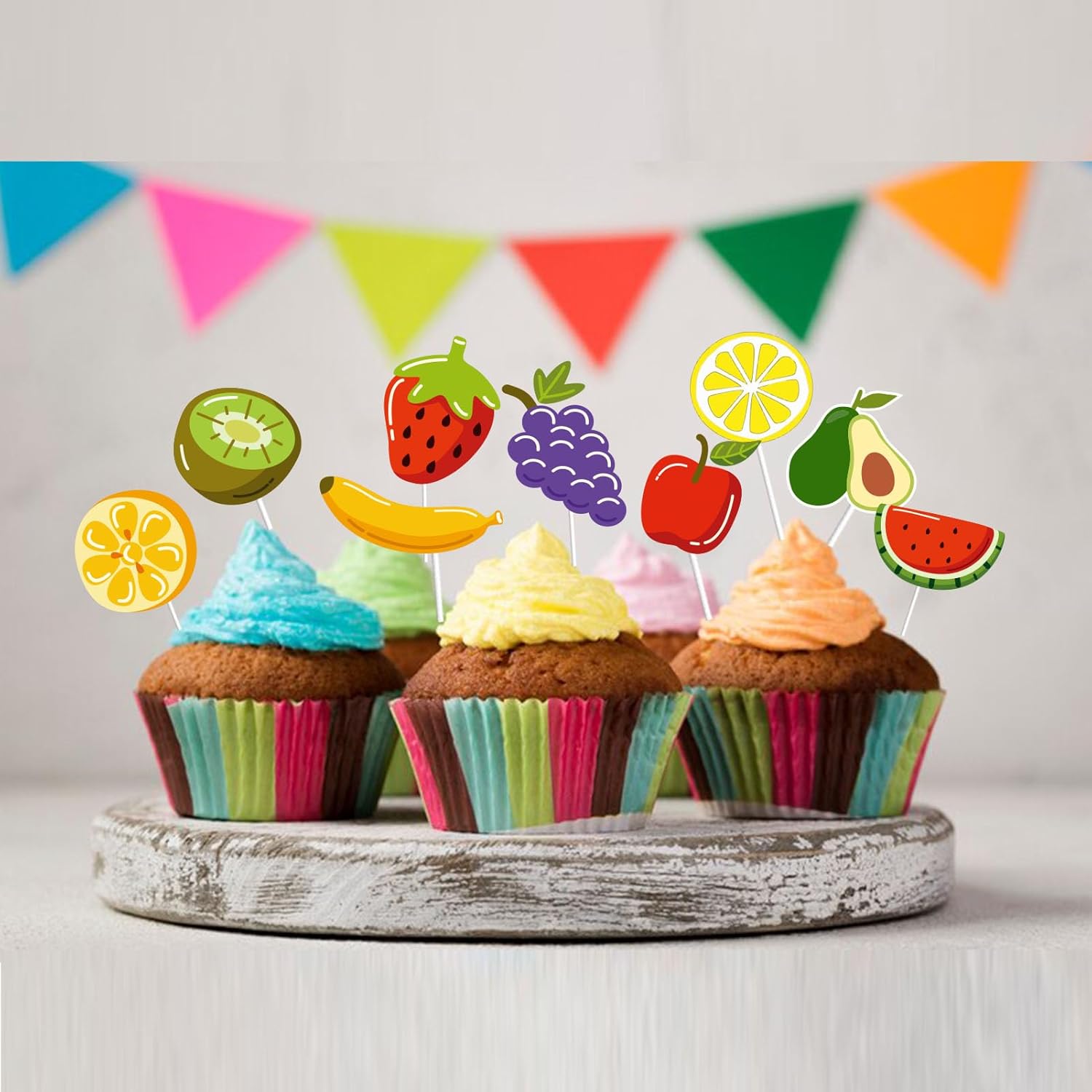 Skiennix 36Pcs Tropical Fruit Cupcake Toppers - Perfect for Birthday & Baby Shower Parties