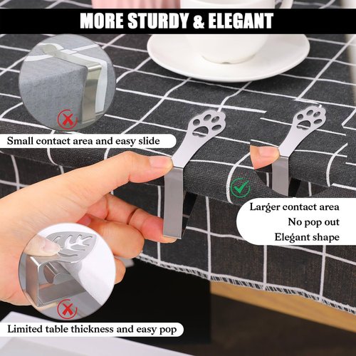 CUNGLIN Tablecloth Clips for Outdoor Thick Tables 10 Pack, Claw Picnic Table Cloth Holder Clip Indoor, Heavy Duty Stainless Steel Cover Clamp for Party Wedding Home Restaurant Camping Accessories