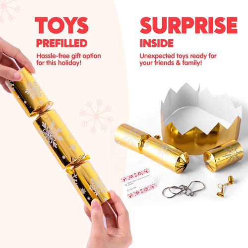JOYIN 12 Pack Christmas Party Favor Non-Snap Gold Snowflake Design Party Table Favors with Holiday Party Favor Supplies for Kids and Adults, Christmas Parties, Dinners and Holidays