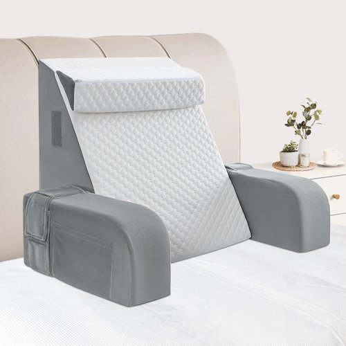 DREAMANIA Reading Pillow for Sitting in Bed Adult - Back Pillow for Bed Sitting up, Backrest Support Pillow for Lounging/Reading/Gaming/Resting/Watching TV, Bedrest, White