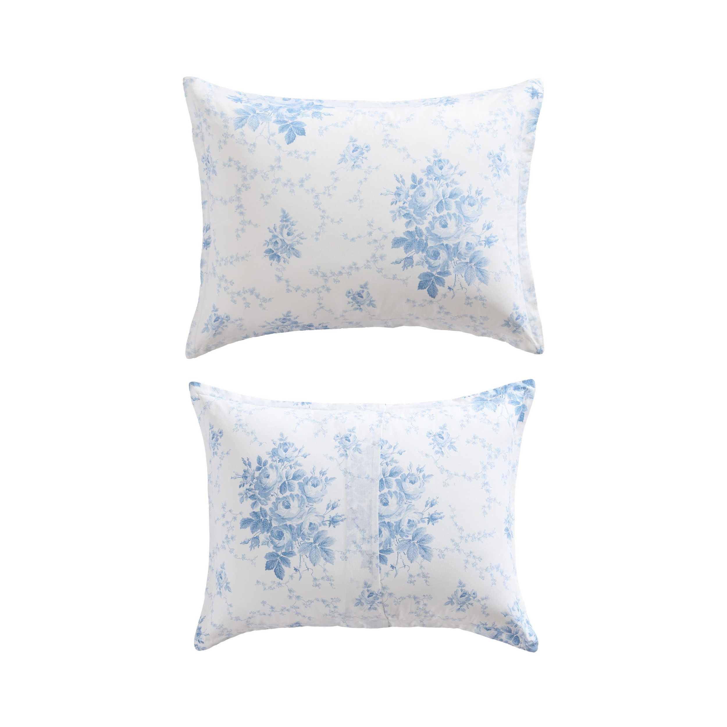 Laura Ashley - Full/Queen Duvet Cover Set, Plain Weave Cotton Bedding with Matching Shams, Button Closure, Lightweight for Year Round Use, Oeko-Tex Certified (Sophia Blue)