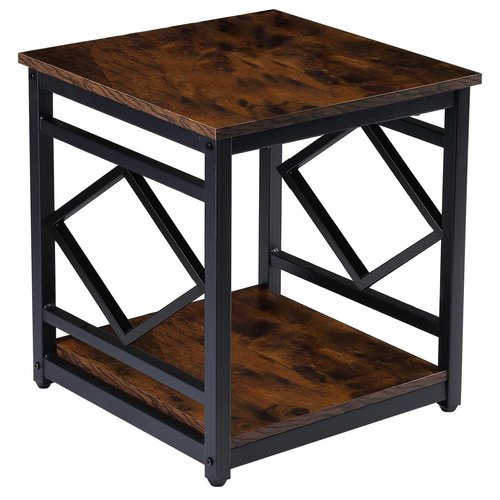 HODGSON Mini Fridge Stand Table with Large Capacity Storage, 18” Rustic Industrial End Table Side Table with 2-Tier for Beverage, Refrigerator, Dorm, Apartment,Office, Bedroom Corner