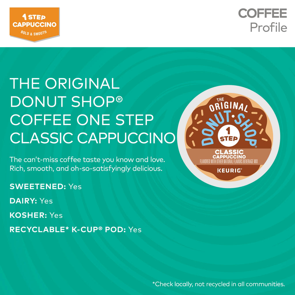 The Original Donut Shop One-Step Classic Cappuccino, Keurig Single-Serve K-Cup Pods, 20 Count (Pack of 1)