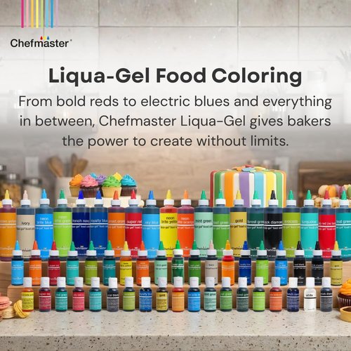 Chefmaster Sienna Liqua-Gel® Food Coloring - Vibrant, Professional-Grade Dye for Icing & Fondant | Fade-Resistant, Easy-to-Use | 2.3 oz