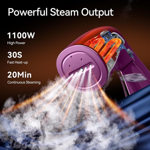 HiLIFE Portable Handheld Clothes Steamer - 240ml Capacity, 700W Powerful Steam, Orchid Purple