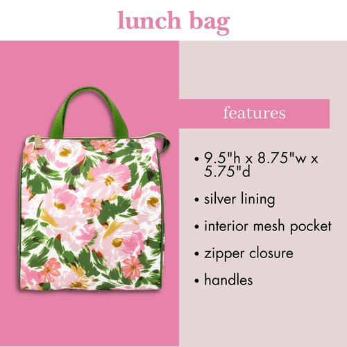 kate spade new york Portable Soft Cooler Lunch Bag, Thermal Tote with Insulated Interior Lining and Storage Pocket, Lunch Tote for Women (Hidden Garden)