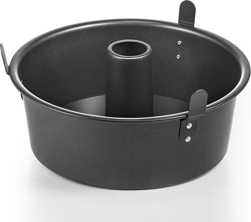 HONGBAKE 10-Inch Angel Food Cake Pan - Nonstick Removable Bottom, Heavy Duty Chiffon Mold, Dark Grey