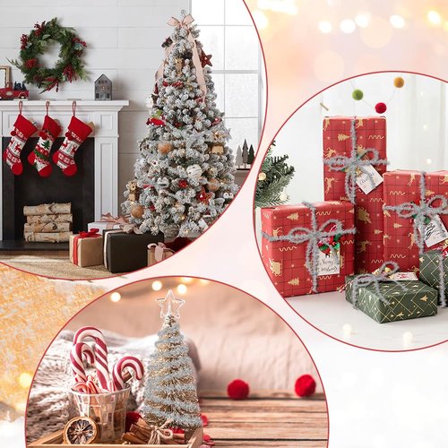 Silver Tinsel Christmas Tree Garland - 50 Yards Halloween Glitter Ribbon for Xmas, Birthday, Sparkly Decorations