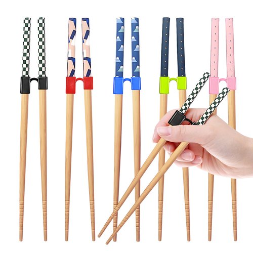 EAEDMY 5 Pairs Reusable Adult Kid Training Chopsticks Trainers for Beginners, Japanese Wooden Beginners Learning Training Chopsticks Helpers Set, Dishwasher Safe, L8.86Inch (1.Mount Fuji)