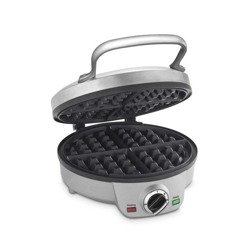 Cuisinart Belgian Waffle Maker, Round Waffle Iron, 6 Setting Adjustable Browning, Audible Alert, Nonstick Plates, WAF-200NAS