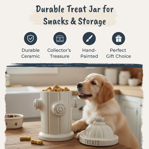 Blue Sky Ceramic Fire Hydrant Treat Jar, White