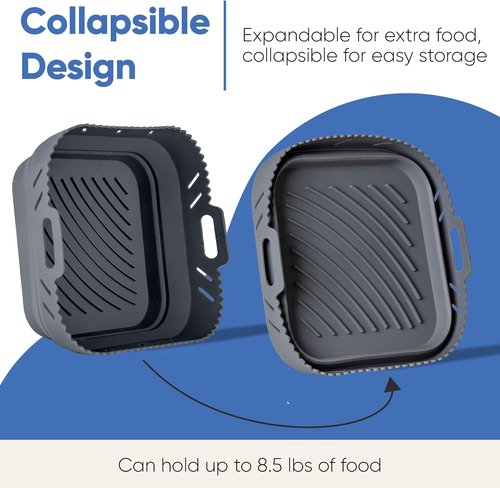 Chef's Path Silicone Air Fryer Liner - 8-Inch Reusable Inserts with Divider for Easy Cleaning