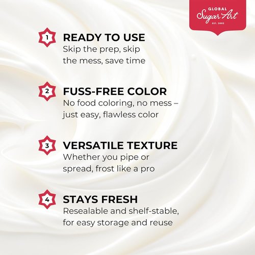 Global Sugar Art Black Buttercream Frosting - Firm Icing for Cakes & Cupcakes, 16 Ounce Tub