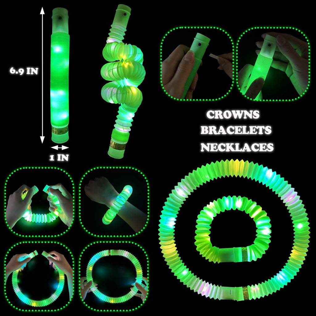 Skiennix Green Glow Sticks - 12-24 PCS Party Favors for Kids | Necklaces & Bracelets for Graduation Decor