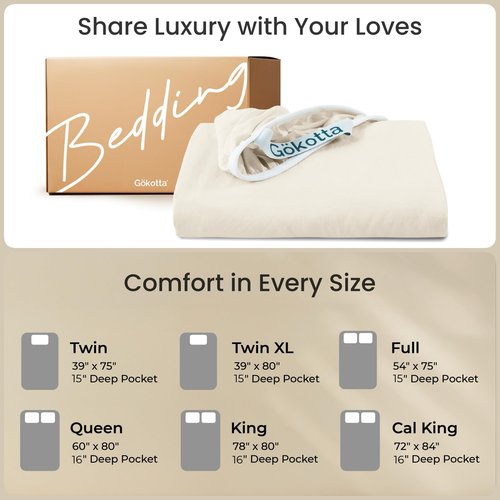 GOKOTTA King Size Fitted Sheet, Bottom Single Fitted Sheet Only with Elastic Corner Straps, Deep Pocket for 10-16 Inch Mattress - Soft Microfiber - Breathable, Hypoallergenic, Wrinkle Free - Beige