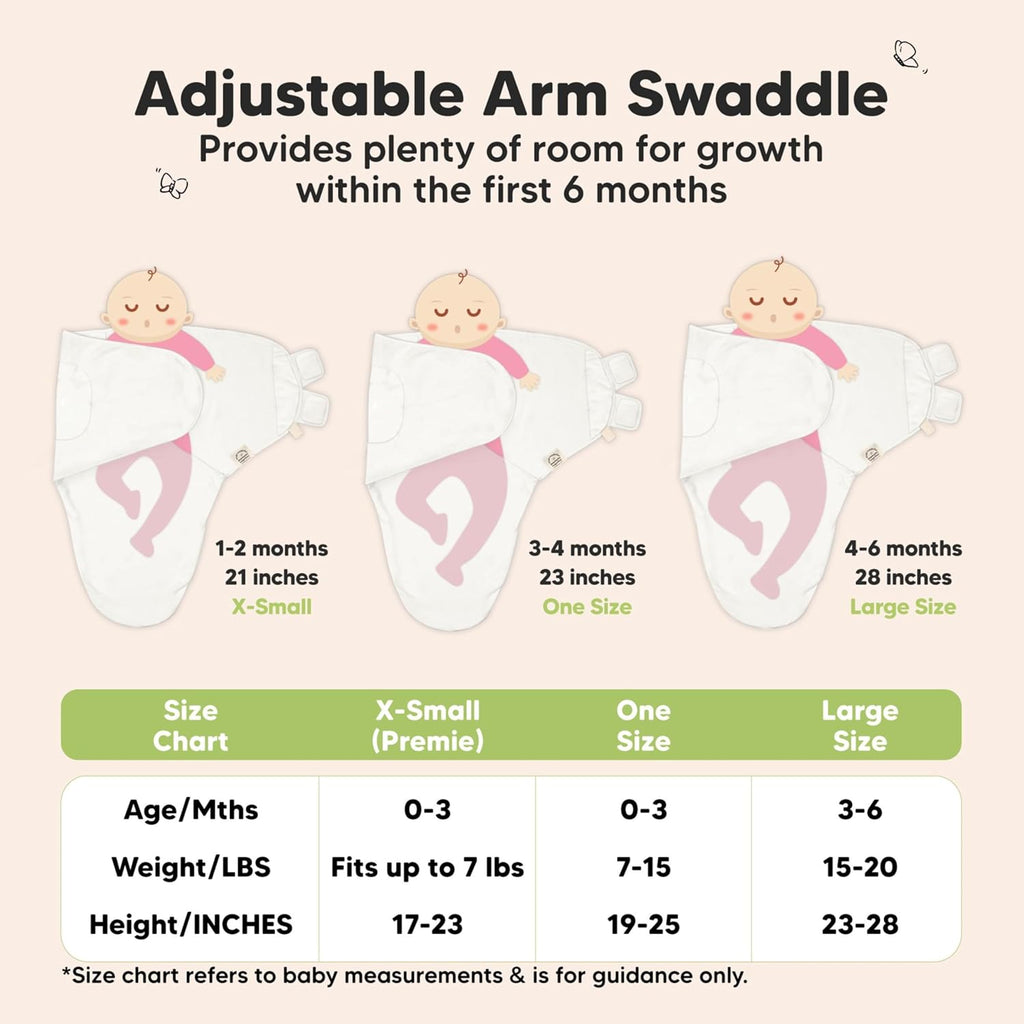 Skiennix Organic Baby Swaddle Sleep Sacks - Soft & Snug Newborn Swaddles for Infants 0-3 Months | Soft White, OS