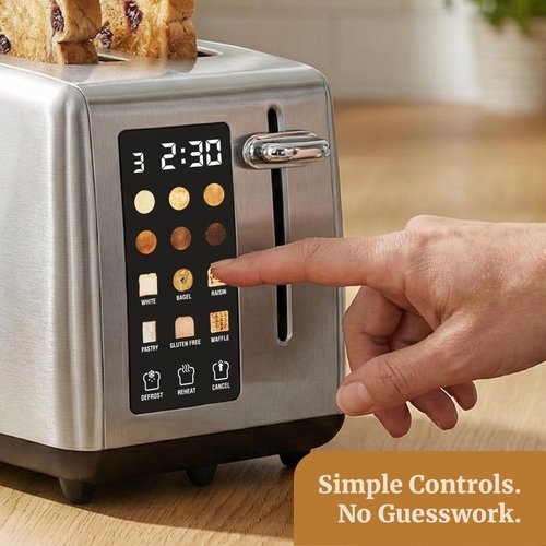 Elite Gourmet 2-Slice Toaster - Digital Countdown, Extra-Wide Slots for Bagels & Thick Bread, Stainless Steel