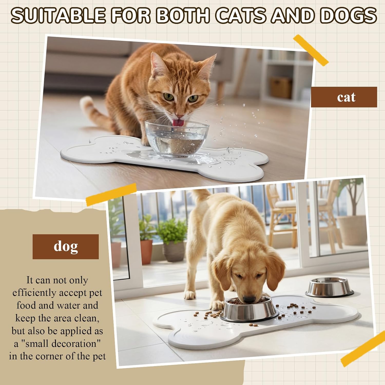 **Stone Dry Mat - Diatomaceous Earth Pet Feeding Mat for Cats & Dogs | Quick Drying, Non-Slip, 16" x 10"**