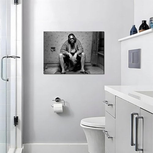Funny Bathroom Wall Decor | 90s Movie Posters - Black and White Art for Amusing Room Aesthetics, 12x16 in