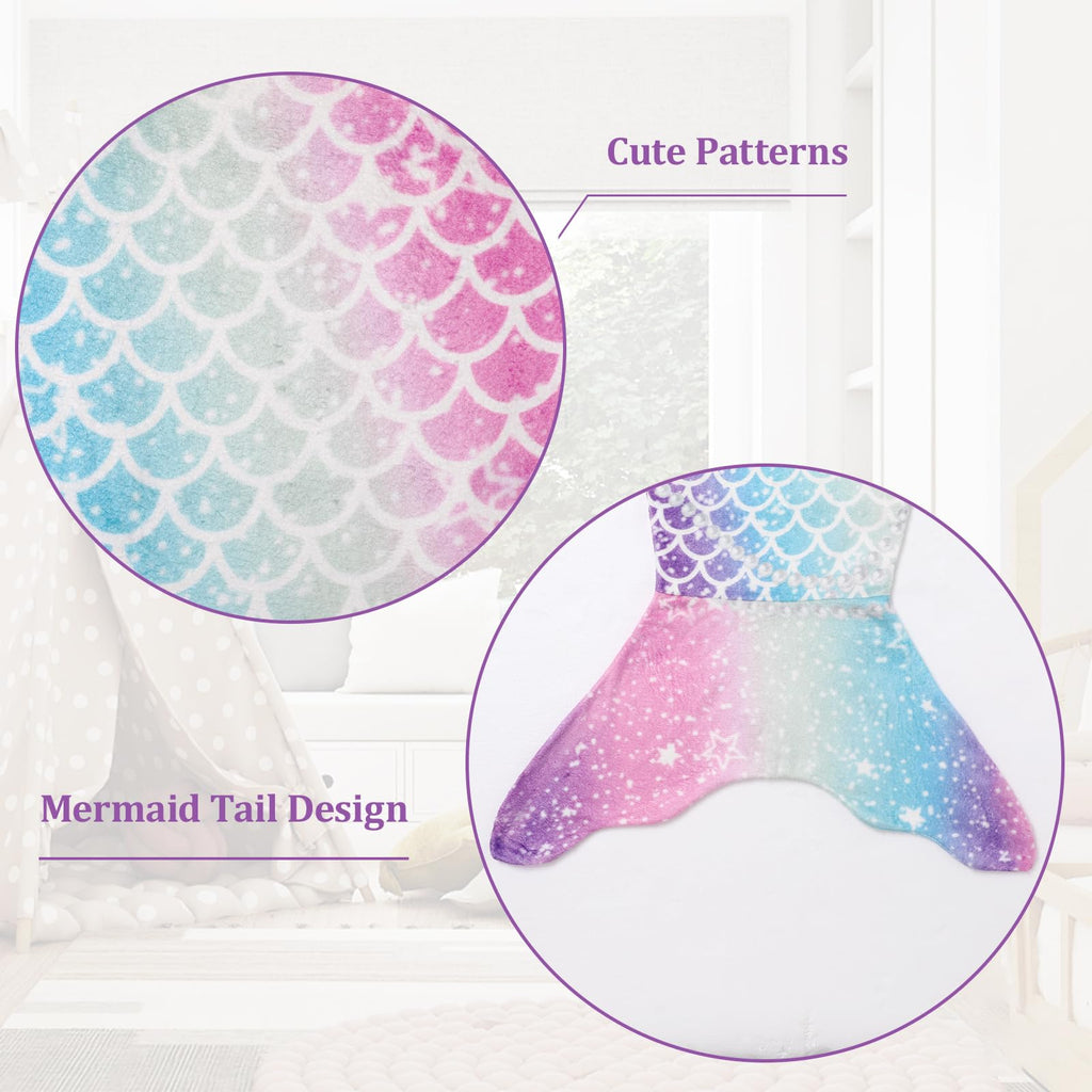 Rediar Mermaid Tail Blanket for Girls Soft Flannel Sleeping Snuggle Kids Wearable Blanket Toddler Teen Birthday Christmas Gift 3-4 4-6 7-8 10-12