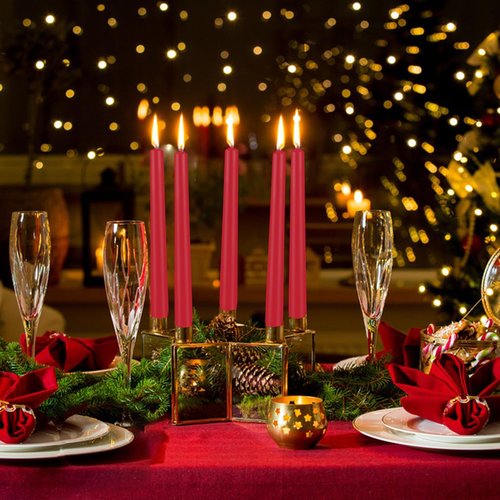 24 Pack Red Taper Candles 10 Inch, Unscented Dinner Candles Bulk for Valentine's Day Decorations, Wedding Centerpieces, Holiday Dining Table Decor, 7-8 Hours Long Burning Tapered Candles
