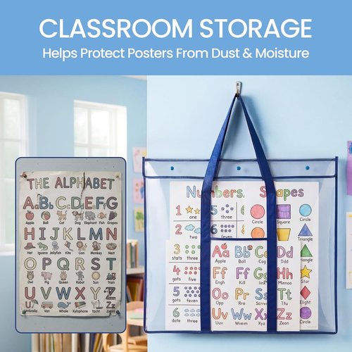 GAMENOTE Large Poster Storage Bag - 2 Pack Art Portfolio Holder for Classroom Organization (31.5"×25.5")