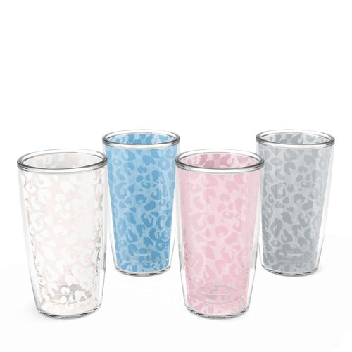 Tervis Leopard Collection Made in USA Double Walled Insulated Tumbler Travel Cup Keeps Drinks Cold & Hot, 16oz 4pk, Assorted