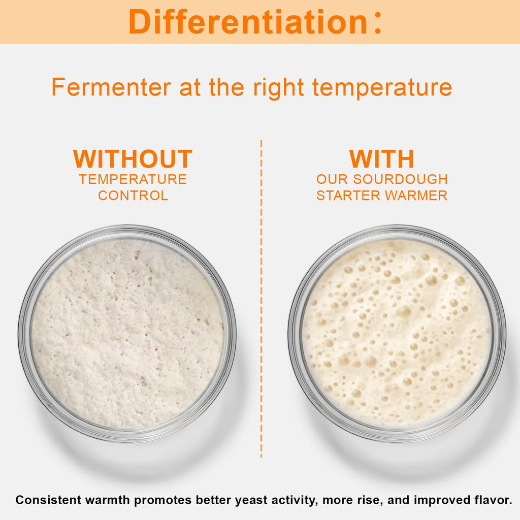 xoermioy Sourdough Starter Warmer – Precise Thermostat (70-110°F), Intelligent Memory & 24H Timer Function for Home Baking & Fermented Dough (Black)