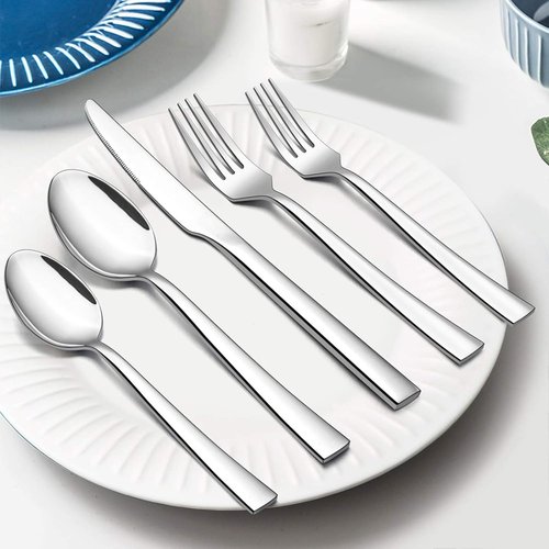 E-far 60-Piece Stainless Steel Silverware Set - Service for 12 | Elegant Flatware for Home & Parties