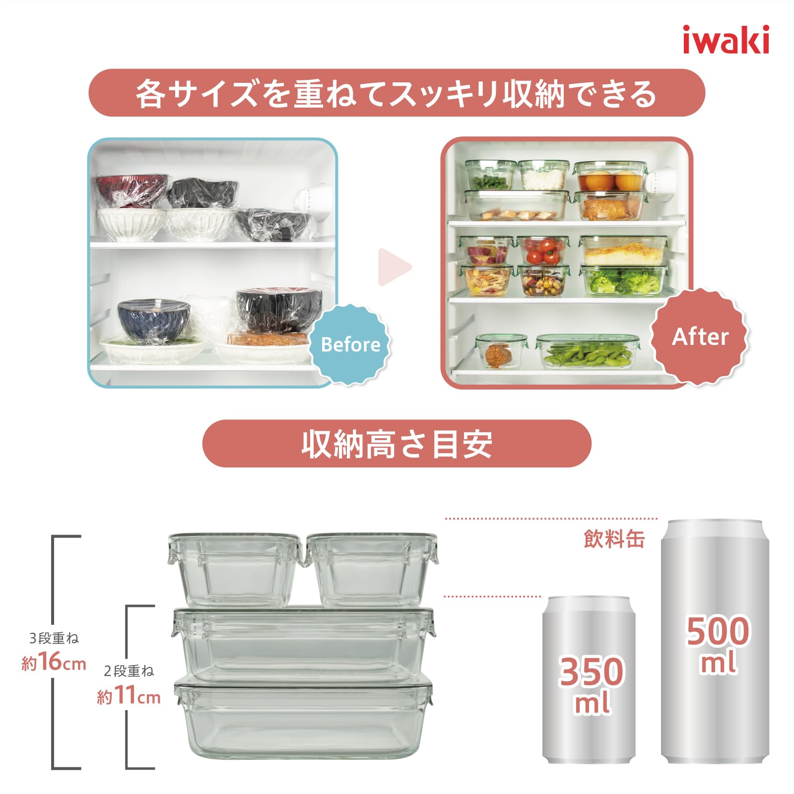 iwaki PC-PRN4G42 Heat Resistant Glass Storage Container, Olive Green, System Set, Mini Pack & Range