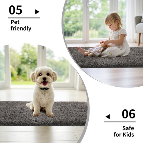 Disolla Small Bathroom Rugs 17x24 Non Slip Dark Grey Fluffy Bath Mat for Bathroom Floor Machine Washable Plush Luxury Bath Rug for Tub Soft Shaggy Absorbent Shower Mat