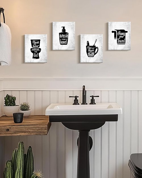 Drsoum Framed Bathroom Wall Art - Funny Toilet Quotes Decor | Set of 4 Pictures, 8x10 Inch