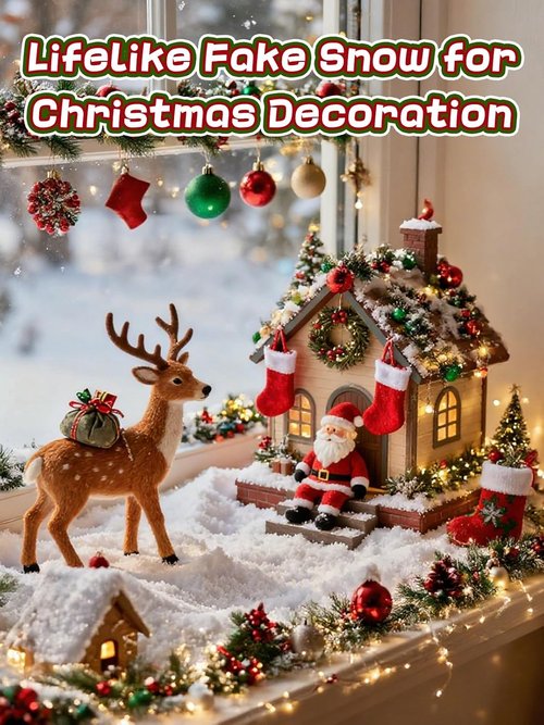 Biggun Water-Free Fake Snow - Lifelike Fire-Resistant Dry Faux Snow for Christmas Village Decor | 8.8 Oz